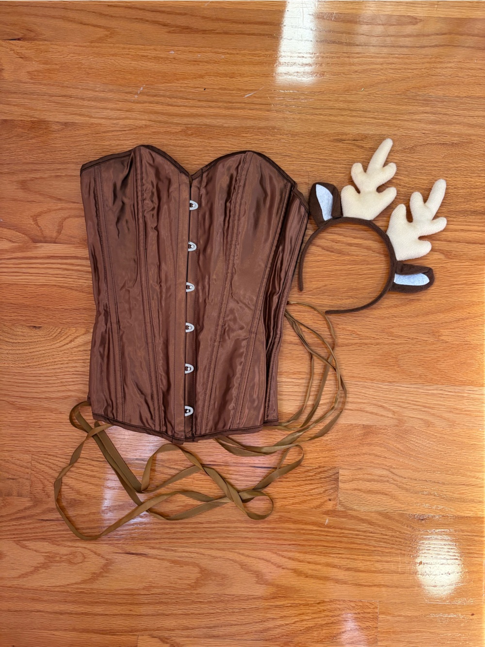 Amazon Brown Corset Top with Reindeer Antler Headband
